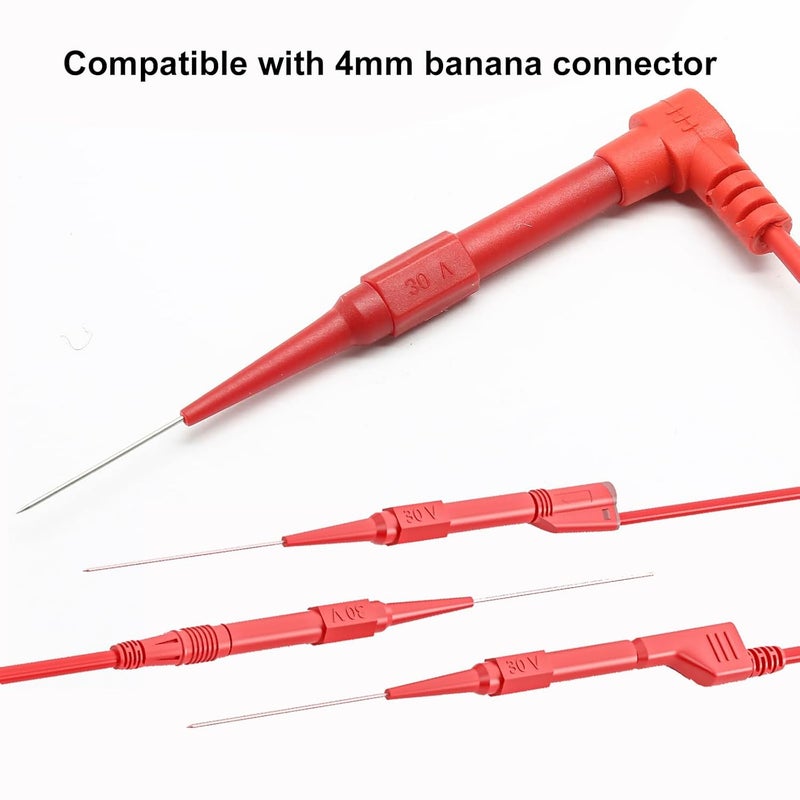 CNHIDEE 10PCS Back Probe Kit with 4mm Banana Socket (0.7mm Needle) | Non-Destructive Wire Piercing Probes Pin for Car Tester & Automotive Testing Tools Multimeter Tester (Red-Black) - Image 4